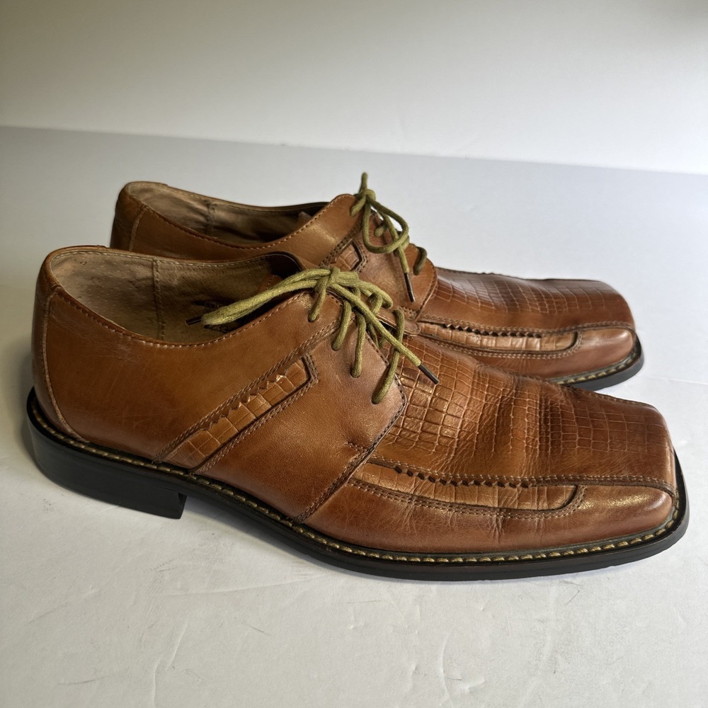 Fratelli Select Men Leather Shoes Square Toe 9M Brown Lace Up - Picture 3 of 8